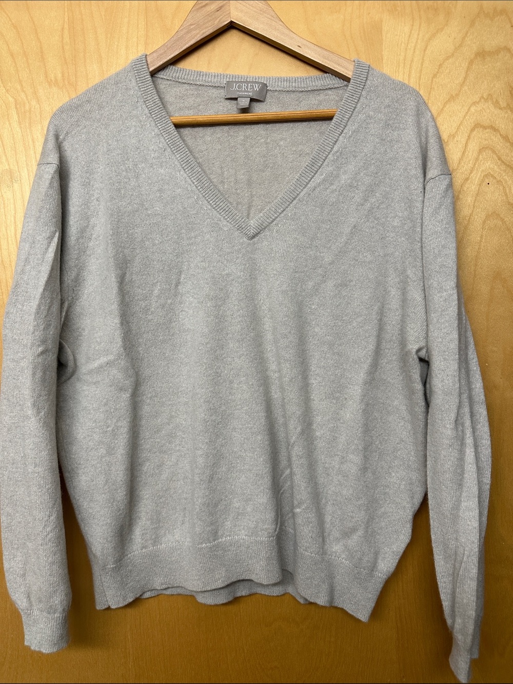 J. Crew Women’s V-Neck Cashmere Sweater in Heather Gray